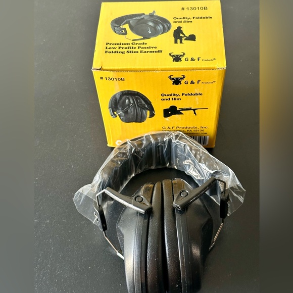 Slim Black Earmuffs Protection Low Profile Passive Folding design - Picture 1 of 6